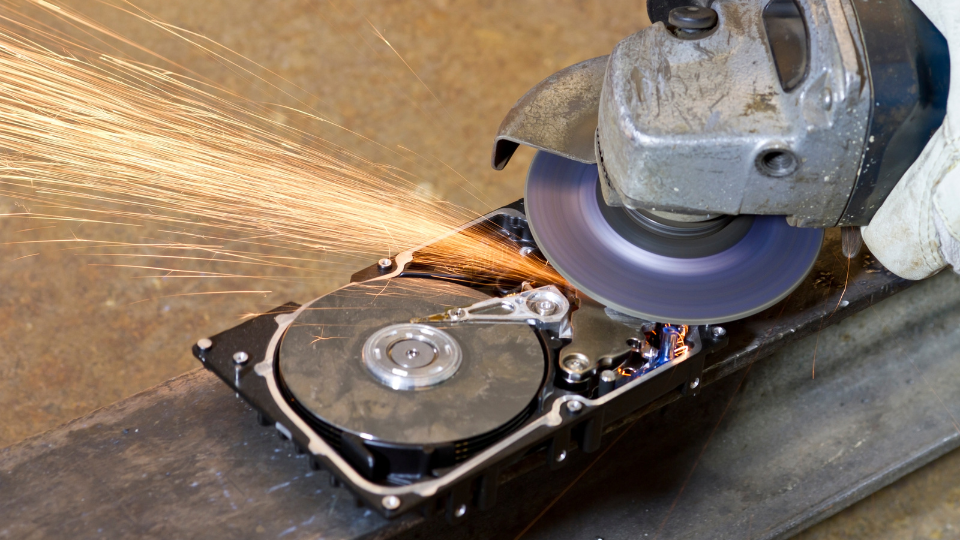 angular grinder cleaning data from hard drive